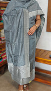 Metaillic Grey Banarasi Suit - 73SC