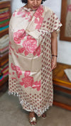 Semi Silk Suit - Beige and Pink - C - ETV9