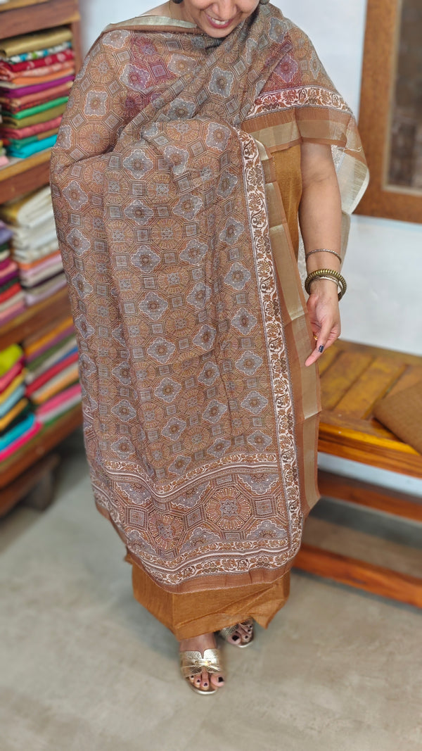 Brown Mustard linen cotton suit
