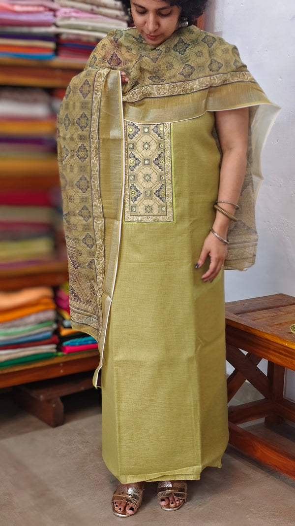Green Linen Cotton suit