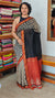 Grey and Black Block Printed Maheshwari Silk Saree - BHC91