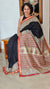 Black and Brick Red Maheshwari Silk Saree - BHC91
