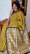 Mustard and Cream Maheshwari Silk Saree - BHC91