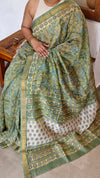 Green and Mustard Maheshwari Silk Saree - BHC91
