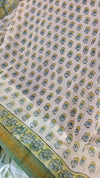 Green and Mustard Maheshwari Silk Saree - BHC91