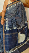 Indigo Maheshwari Silk Saree - BHC91