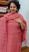 Blush Pink Muslin Chikankari Suit - SML9