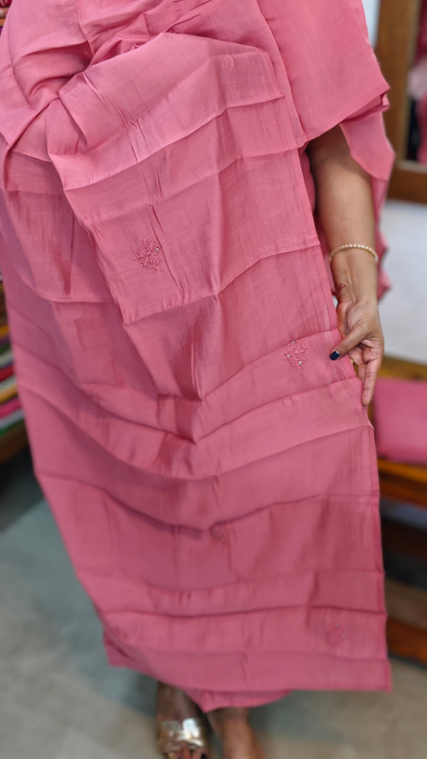 Blush Pink Muslin Chikankari Suit - SML9
