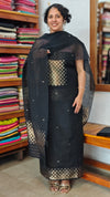Black Semi Raw Silk Banarasi Suit - 67A1 - B