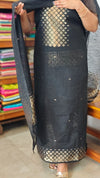 Black Semi Raw Silk Banarasi Suit - 67A1 - B