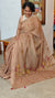 Tan Brown Hand Embroidered Tissue Linen Saree - JL396