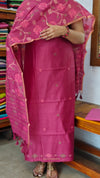 Dark Pink Linen Chanderi Jamdani Suit - DL73