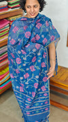 Classic Blue Linen Chanderi Jamdani Suit - DL73