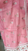 Cream and Pink Linen Cotton Suit with Hand Embroidery - BSR4