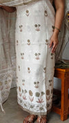 Cream and Sage Green Linen Cotton Suit with Hand Embroidery - BSR4