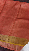 Mustard and Brick Red Zari Checked Tussar Silk Saree - GTS35