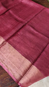 Mustard and Dark Pink Desi Tussar Silk Saree - GTS35
