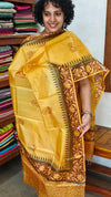 Mustard Yellow Block Printed Tussar Silk Suit - PTS25
