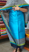 Ocean Blue Printed Tussar Silk Suit - PTS25