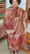 Copper Brown Printed Tussar Silk Suit - PTS25