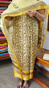 Brown and Pale Yellow Printed Tussar Silk Suit - PTS25