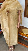 Champagne Gold Embroidered Crushed Organza Suit - NJD3