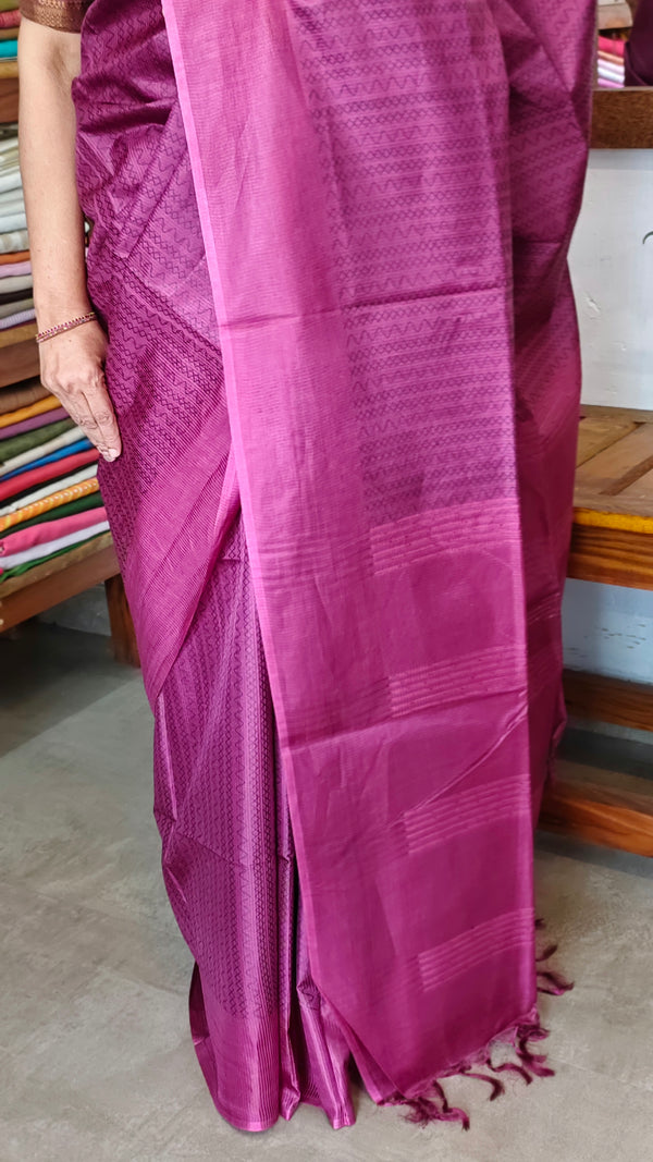 Dark Pink Woven Semi Tussar Silk Saree - NU87