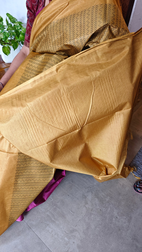 Mustard Woven Semi Tussar Silk Saree - NU87