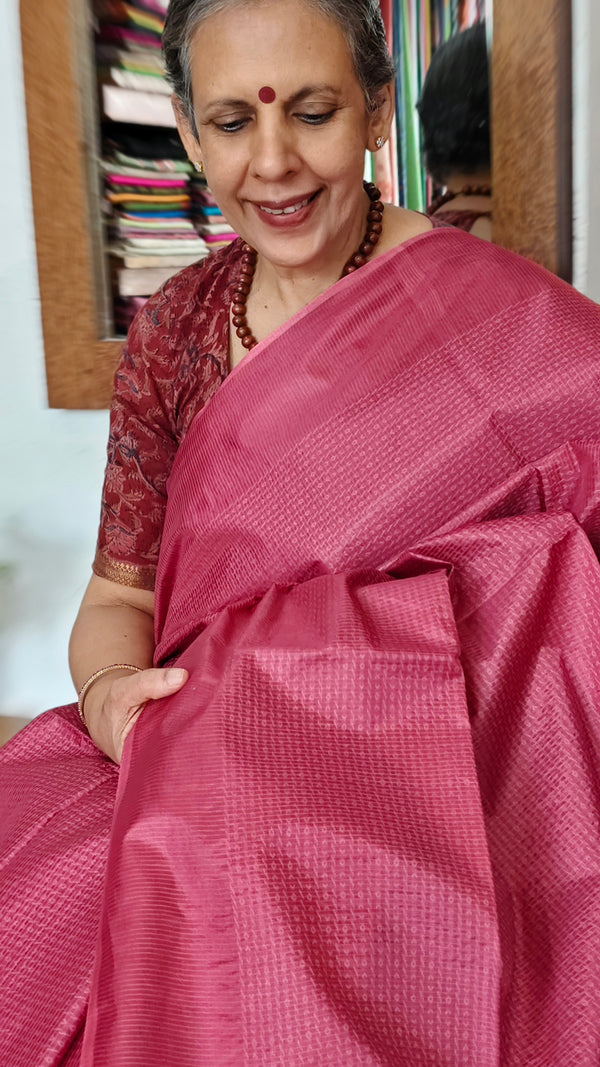 Deep Rose Semi Silk Saree - NU87
