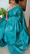 Teal Woven Semi Silk Saree - 3 - NU87
