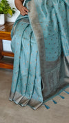 Teal Blue Banarasi Silk Saree - CB492