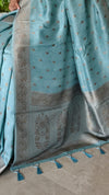 Teal Blue Banarasi Silk Saree - CB492