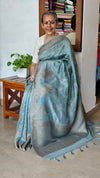 Teal Blue Banarasi Silk Saree - 3 - CB492