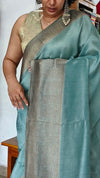 Teal Blue Banarasi Silk Saree - 4 - CB492