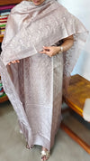 Greyish Beige Embroidered Tussar Silk Suit - VP25