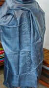 Bluish Grey Embroidered Tussar Silk Suit - VP25