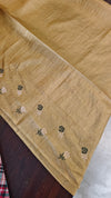 Golden Mustard Tussar Silk Saree with Cross Stitch Embroidery - MCT4