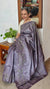 Dusty Lavender Tussar Silk Saree with Cross Stitch Embroidery - MCT4