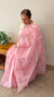 Subtle light pink Net kota Block printed saree