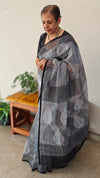 BlackSupernet Blue saree