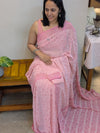 Pink georgette embroidered saree
