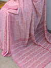 Pink georgette embroidered saree