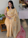 FRC9 - Yellow and pink crochet on net kota saree