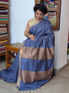 Cobalt Blue Zari Checked Semi silk saree - BPR3