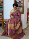 Dark Maroon Zari Checked Semi Silk Saree - BPR3