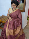Dark Maroon Zari Checked Semi Silk Saree - BPR3