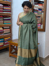 Forest Green Zari Checked Semi Silk Saree - BPR3
