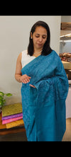 Azure blue semi tussar silk saree - 9F34