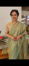 Teal gold tissue silk saree - 2M83