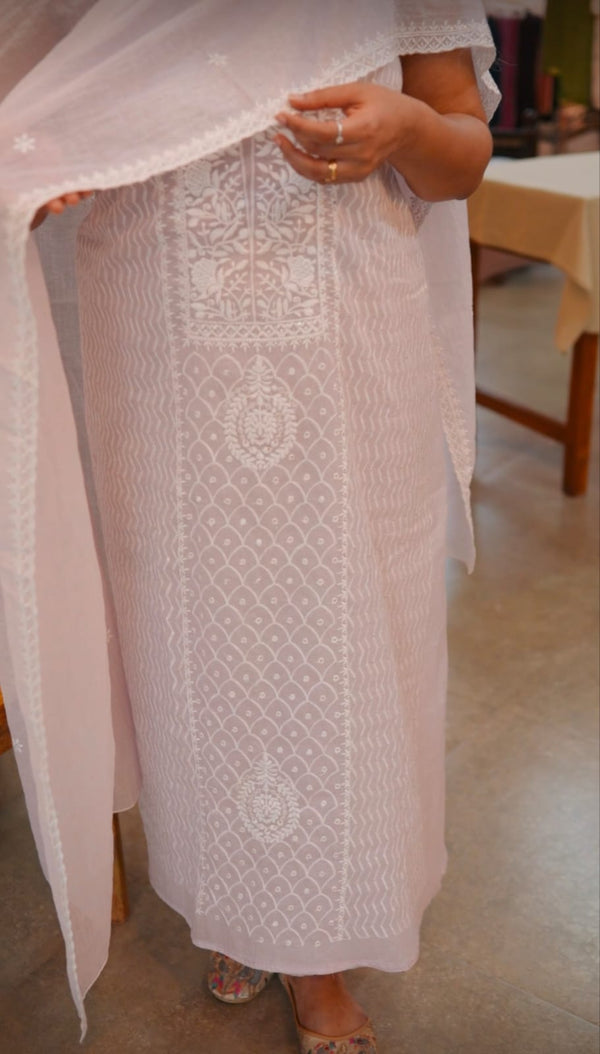 Light lavender mal chanderi suit